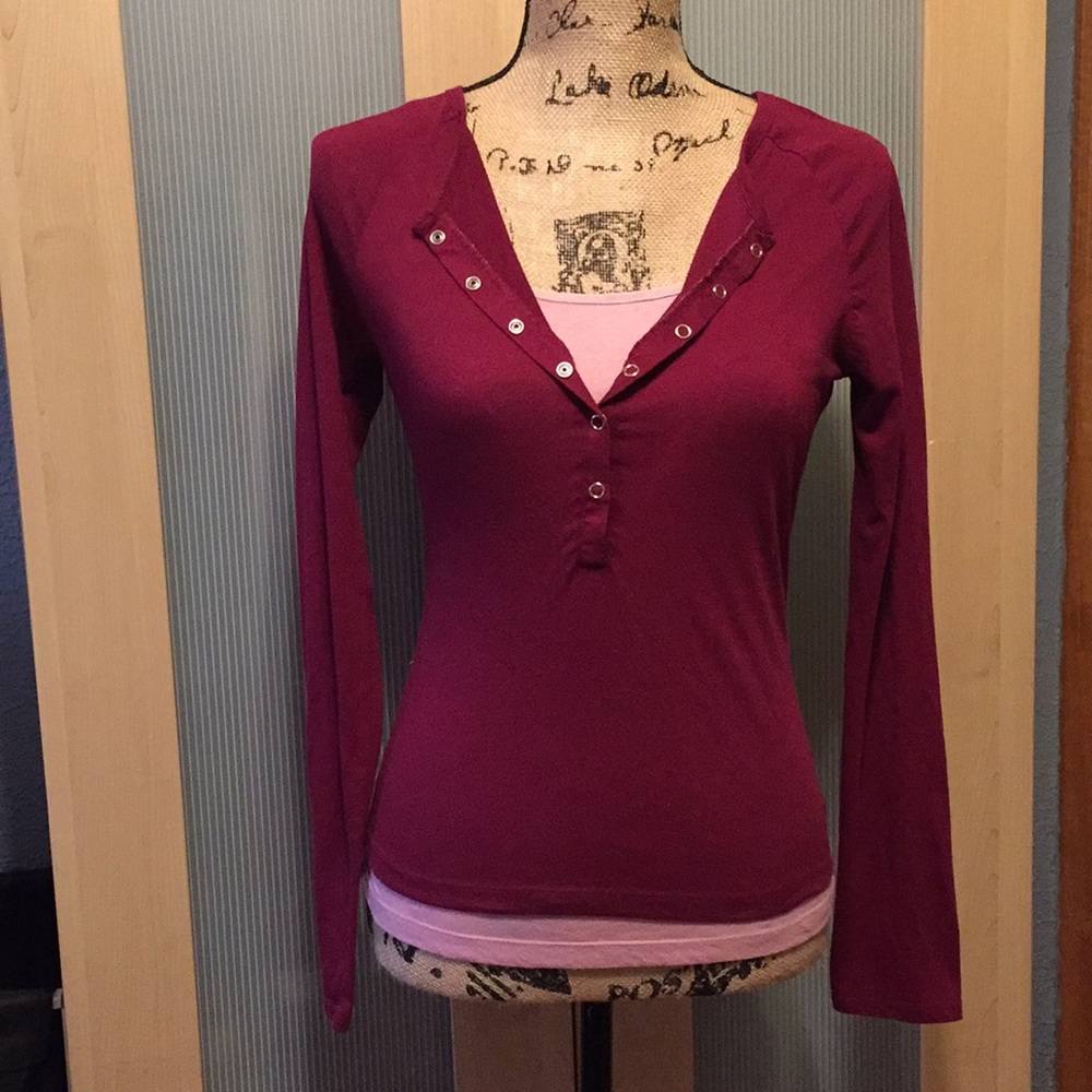 2-tone pink layered shirt